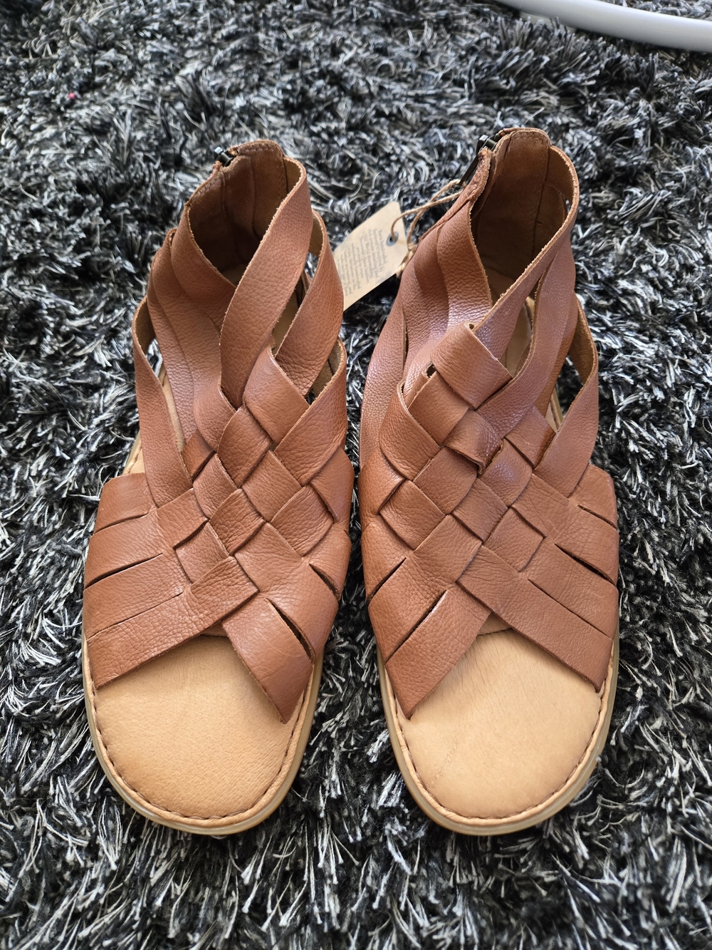 Women's Woven Strappy Leather Sandals - Brown